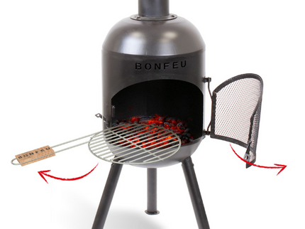 BonFeu BonSolo zwart tuinhaard productfoto met grill
