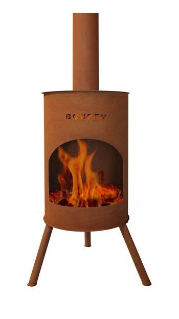 BonFeu BonTon 50 corten productfoto met vuur
