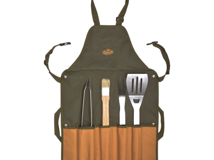 Esschert BBQ schort met 4-delige Gereedschapset