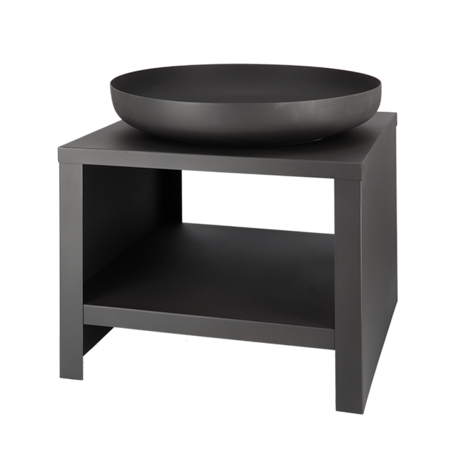 Esschert Vuurschaal met Houtopslag 60 cm Zwart