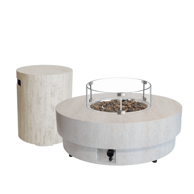 Happy Cocooning vuurtafel set Estate 105 travertin