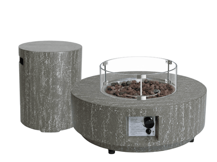 Happy Cocooning vuurtafel set Estate 76 oscuro travertin
