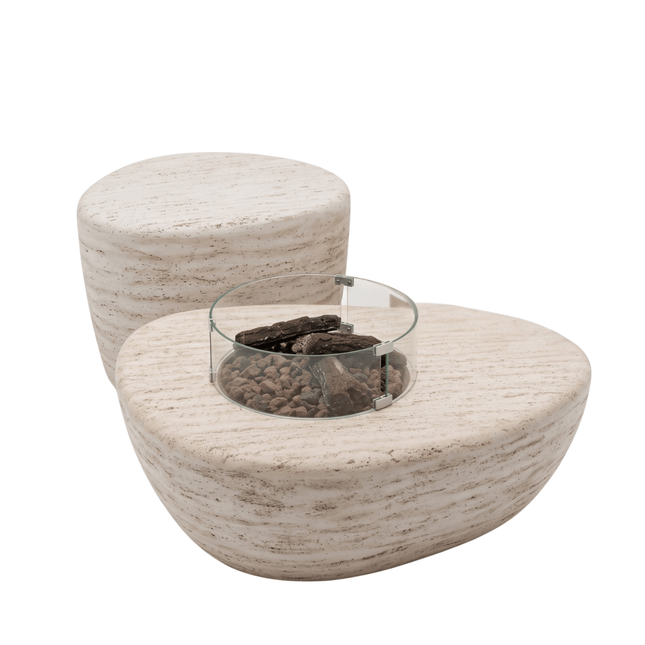 Happy Cocooning vuurtafel set Estate Organic 107 travertin