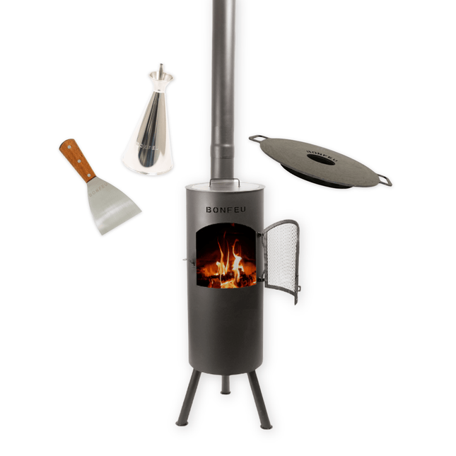 Pakketdeal BonFeu BonGiano LP zwart + Plancha 40 + Oliekan + Spatel