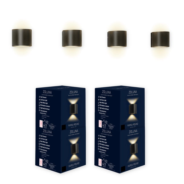 Pakketdeal ZOLUNA 4x wandlamp Marga rond