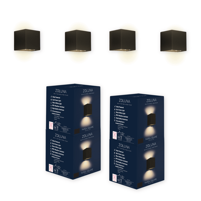 Pakketdeal ZOLUNA 4x wandlamp Marga vierkant