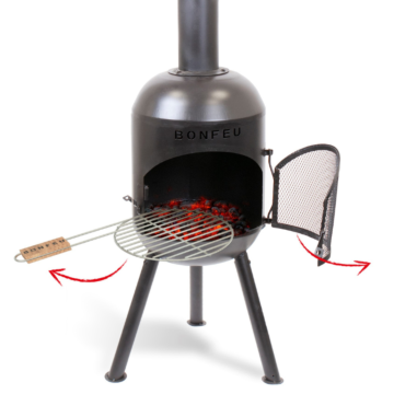 BonFeu BonSolo zwart tuinhaard productfoto met grill

