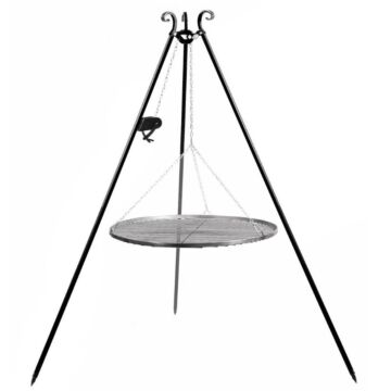 CookKing Driepoot 180 cm met katrol met stalen grillrooster 60 cm CookKing Driepoot 180 cm met katrol met stalen grillrooster 60 cm