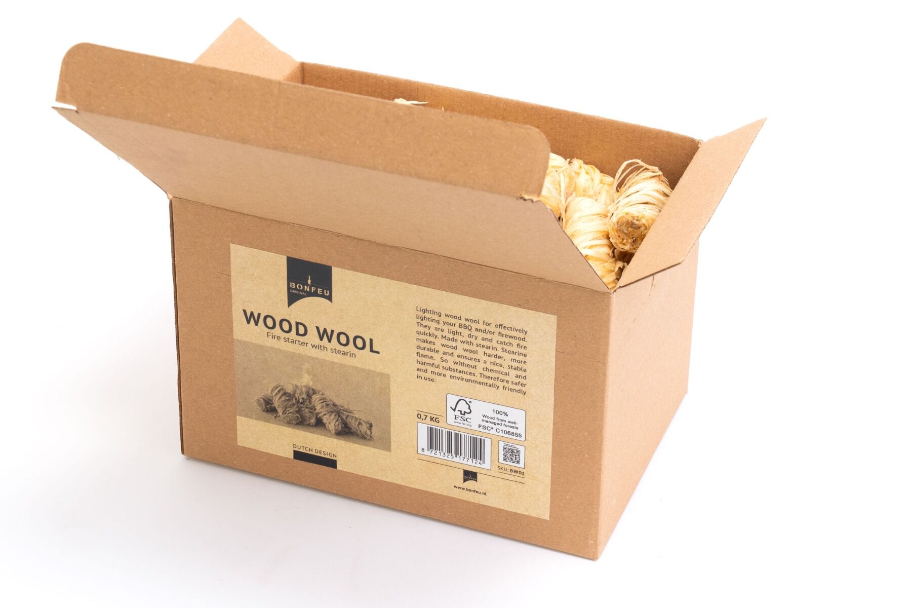 BonFeu Houtwol Aanmaakkrullen 0,7 kg - 60 stuks