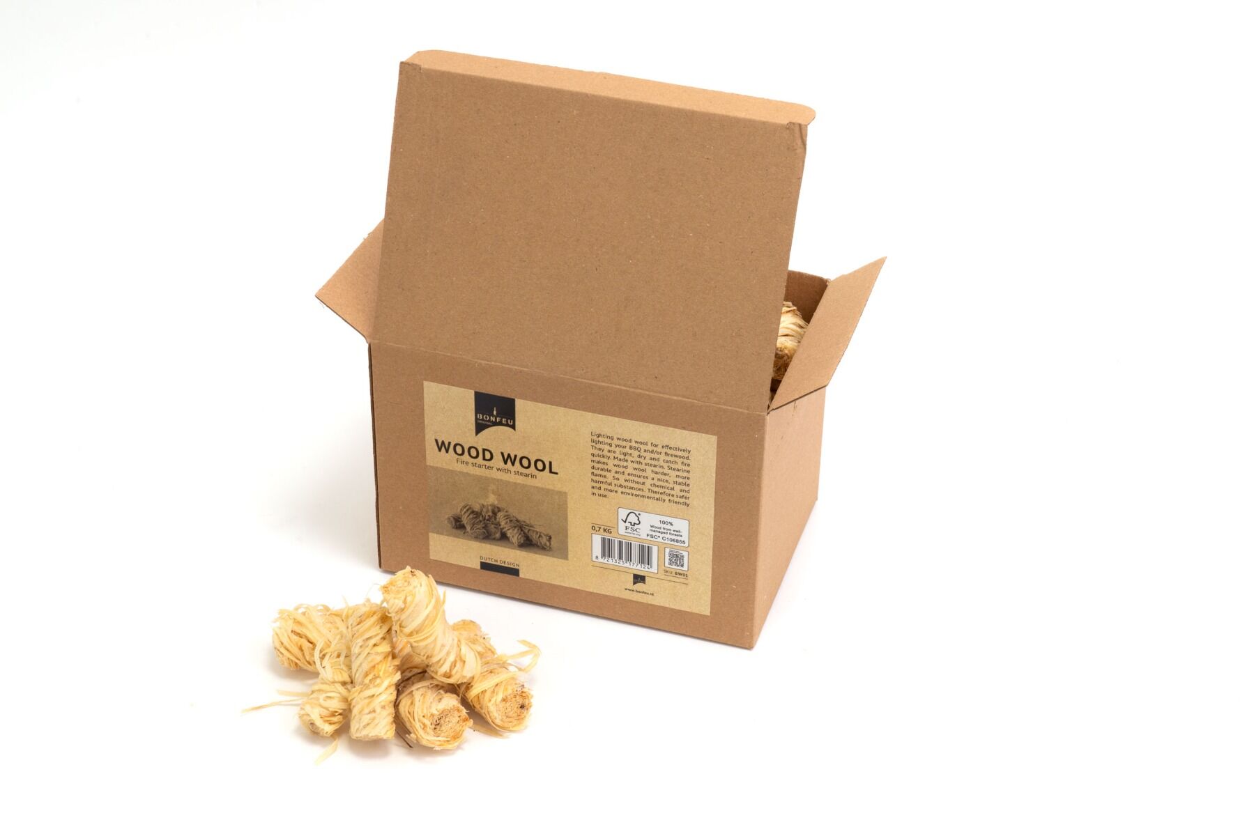 BonFeu Houtwol Aanmaakkrullen 0,7 kg - 60 stuks