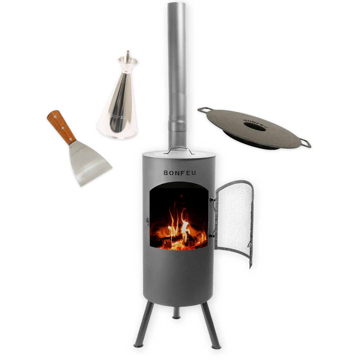 Pakketdeal BonFeu BonTino zwart + plancha + oliekan + spatel