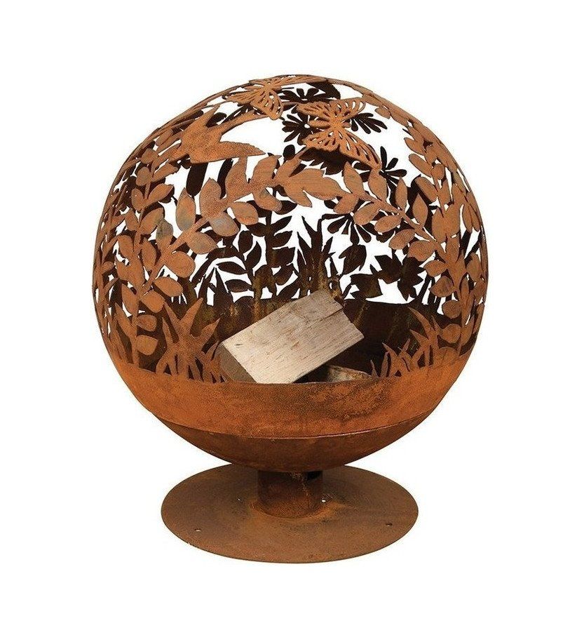 Esschert Vuurbal Laser Cut Bloemen Roest Ø58