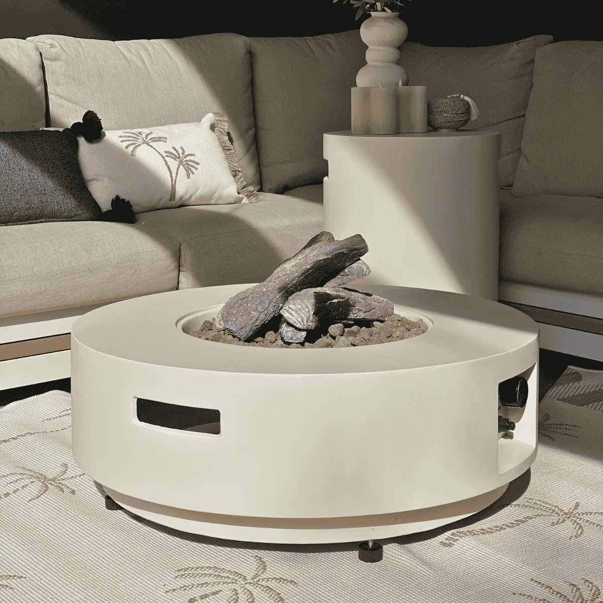 Happy Cocooning vuurtafel Estate Round 76 oyster beige