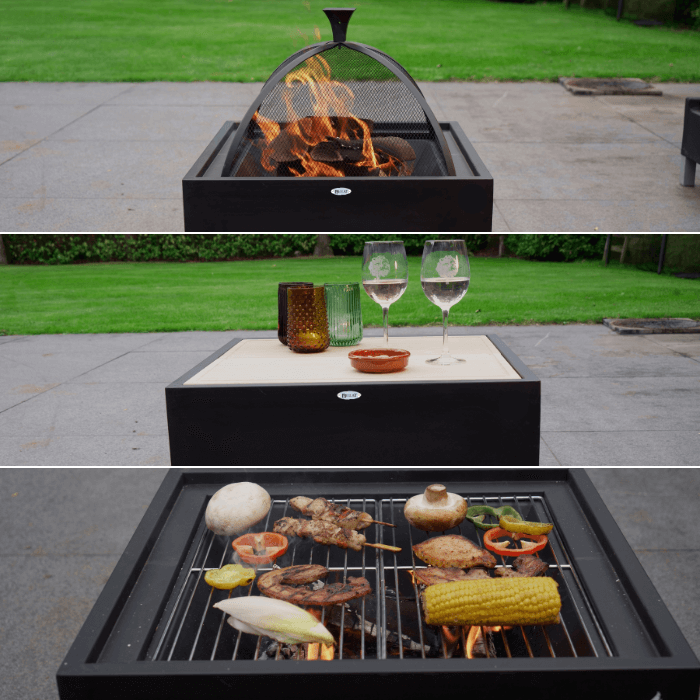 HEAT Vuurkorf 3 in 1 (Vuurkorf + BBQ+ Tafel)